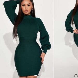 Fashion nova Hunter Green Sweater Dress